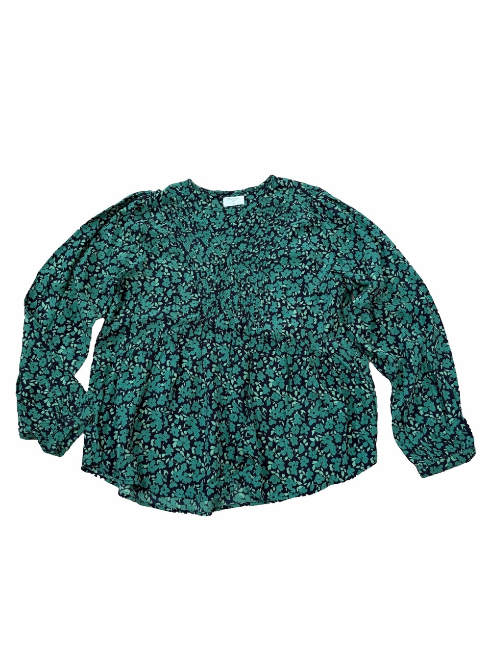 Garance Paris Women’s Size Medium Kenya Green Black Floral V-Neck Blouse